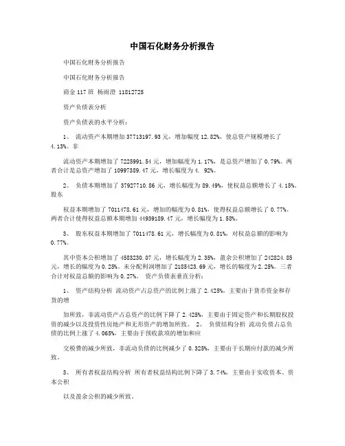中国石化财务分析报告