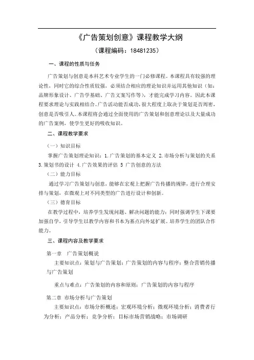 广告策划与创意大纲
