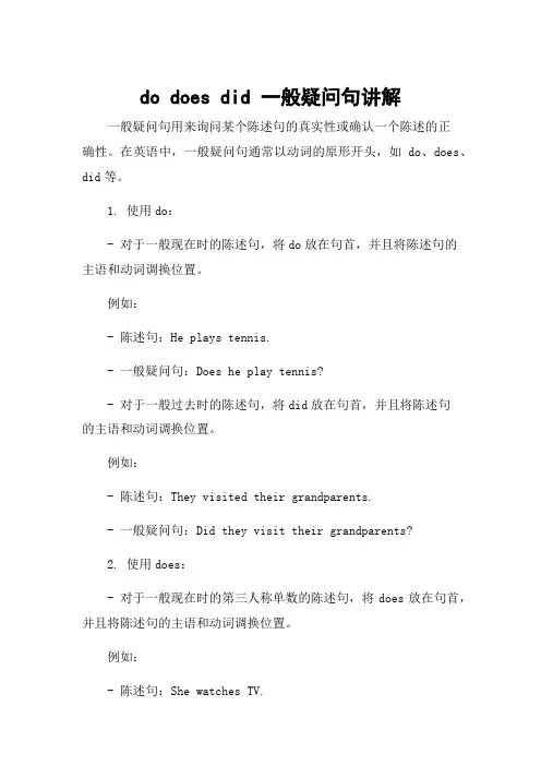 do does did 一般疑问句讲解