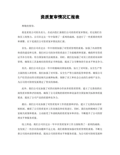 资质复审情况汇报表