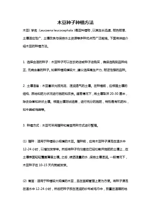 木豆种子种植方法