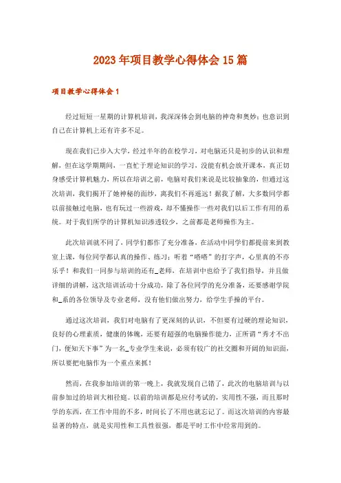 2023年项目教学心得体会15篇
