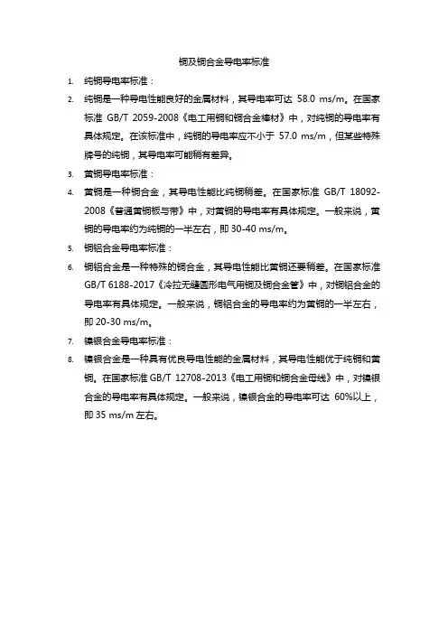 铜及铜合金导电率标准
