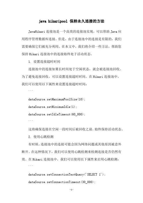 java hikaripool 保持永久连接的方法