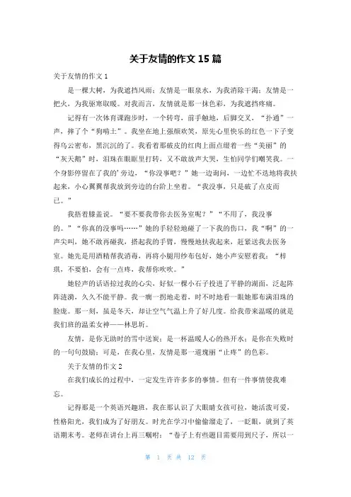 关于友情的作文15篇