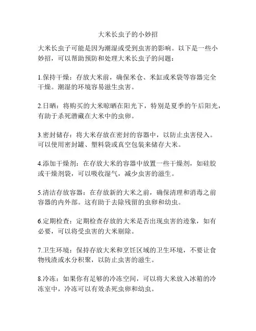 大米长虫子的小妙招