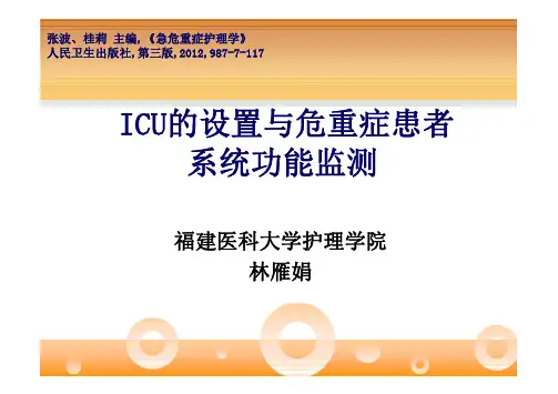 急危重症护理学CU设置与危重症患者系统功能监测