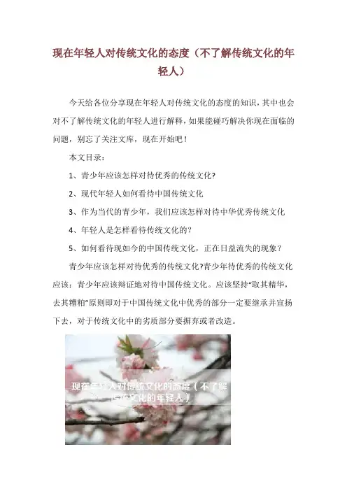 现在年轻人对传统文化的态度(不了解传统文化的年轻人)