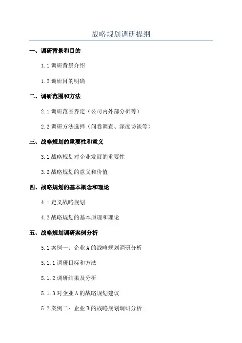 战略规划调研提纲
