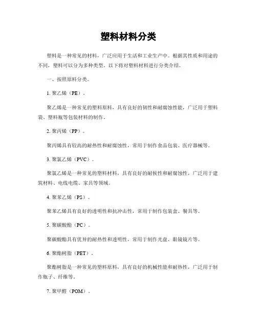 塑料材料分类
