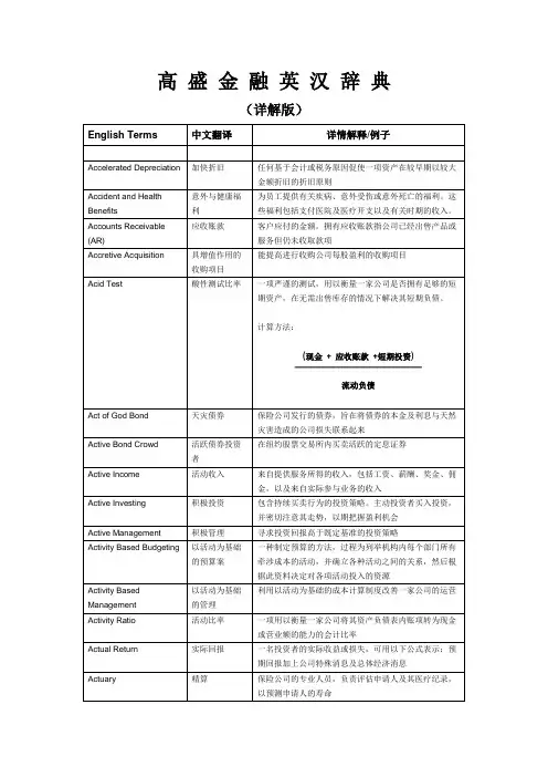 高盛金融辞典