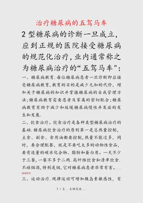 治疗糖尿病的五驾马车(课件)