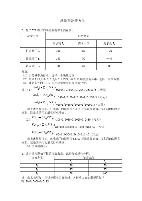 风险型决策方法