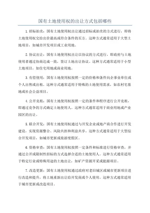 国有土地使用权的出让方式包括哪些