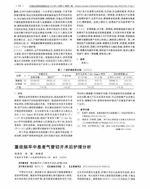 重症脑卒中患者气管切开术后护理分析