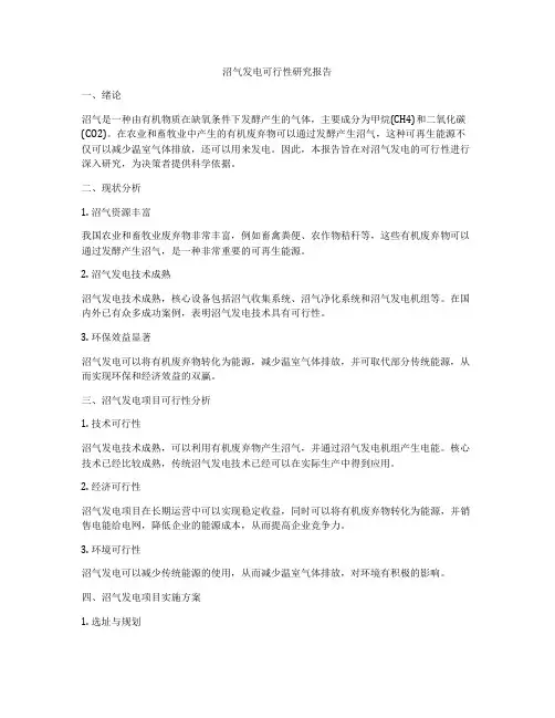 沼气发电可行性研究报告