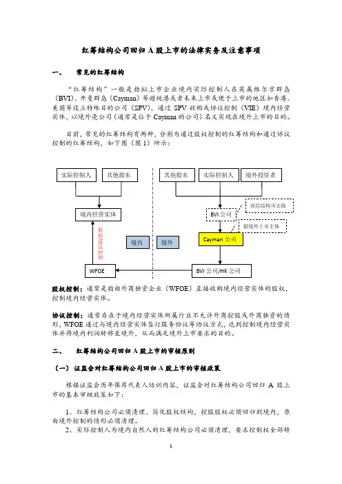 红筹结构公司回归A股上市的法律实务及注意事项