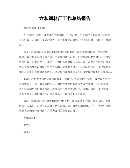 六和饲料厂工作总结报告