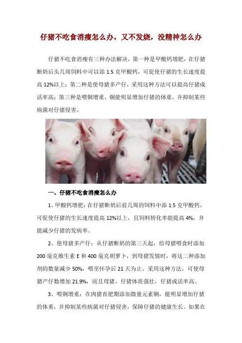 仔猪不吃食消瘦怎么办,又不发烧,没精神怎么办