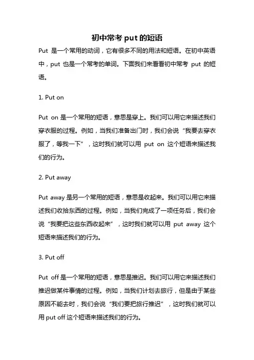 初中常考put的短语