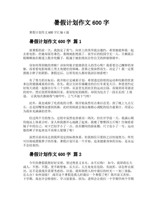 暑假计划作文600字