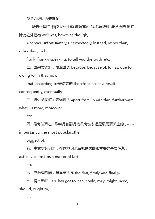 2019年6月大学英语六级听力关键词