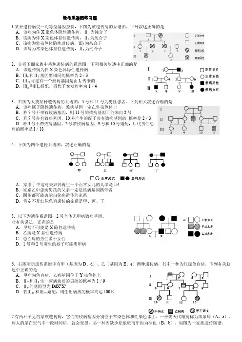 遗传系谱图练习题