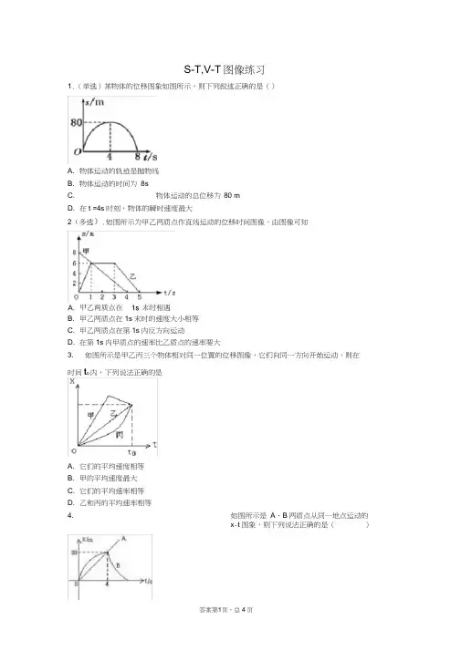 (word完整版)高一物理必修一运动图像专题