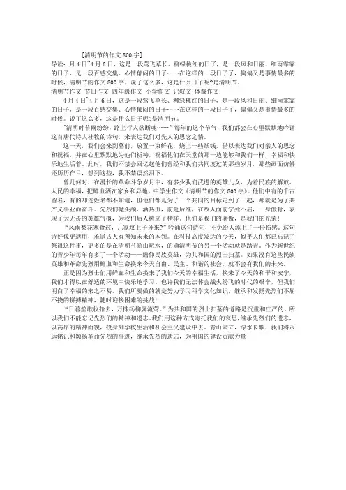 清明节的作文800字