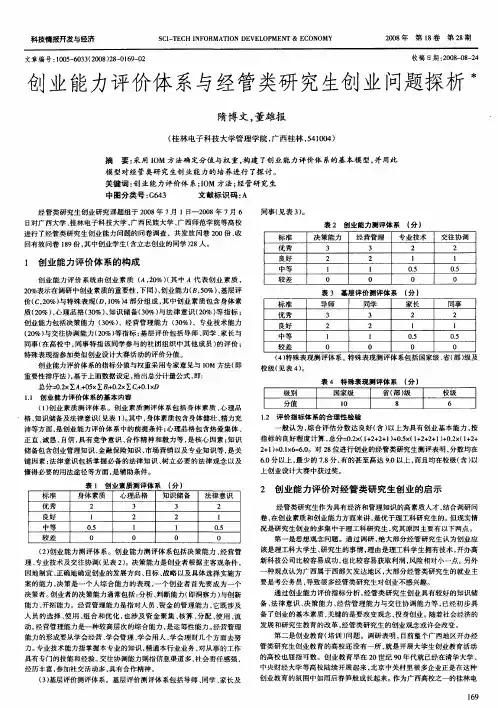 创业能力评价体系与经管类研究生创业问题探析
