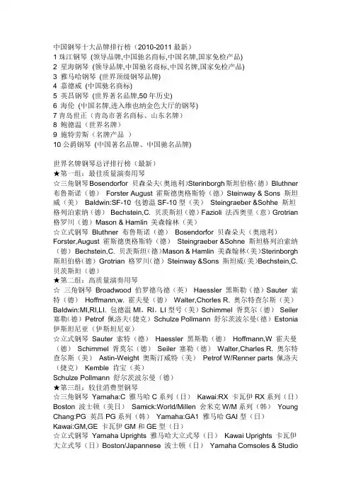 中国钢琴十大品牌排行榜