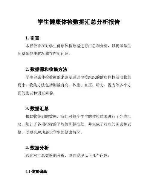 学生健康体检数据汇总分析报告