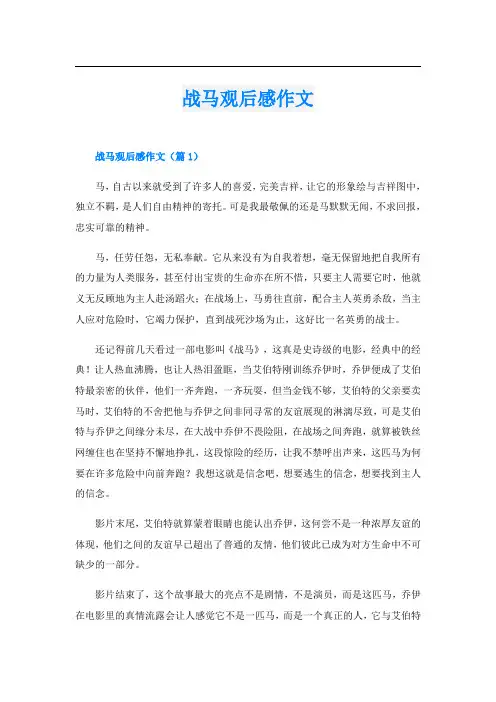 战马观后感作文