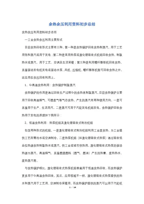 余热余压利用资料初步总结