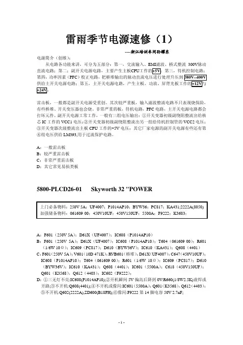 创维PLCD26-01电源速修