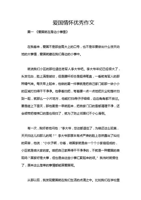 爱国情怀优秀作文