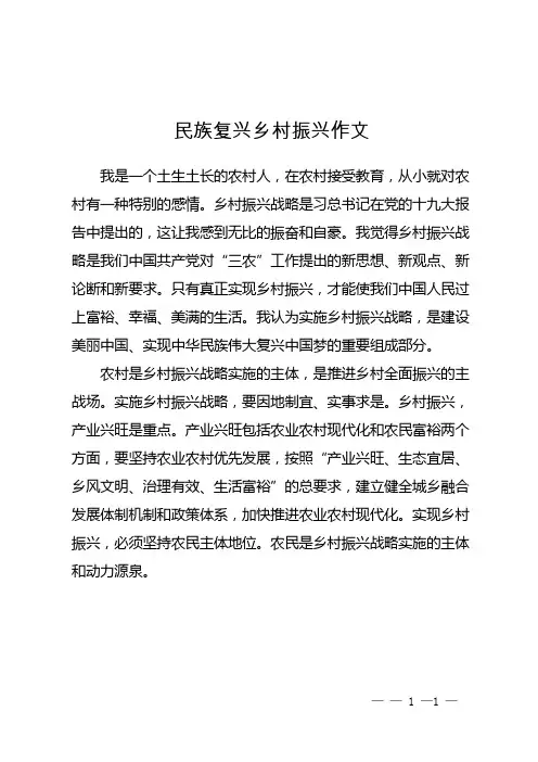 民族复兴乡村振兴作文
