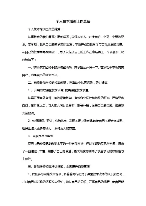 个人校本培训工作总结
