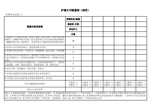护理文书核查表