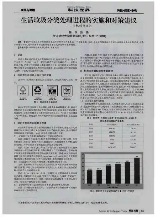 生活垃圾分类处理进程的实施和对策建议--以杭州市为例