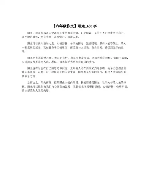 【六年级作文】阳光_450字