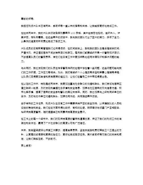 刑侦大队长的述职报告范文
