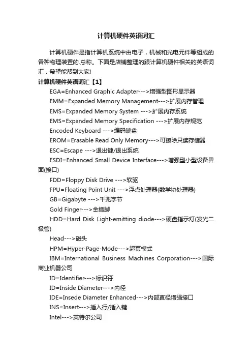 计算机硬件英语词汇