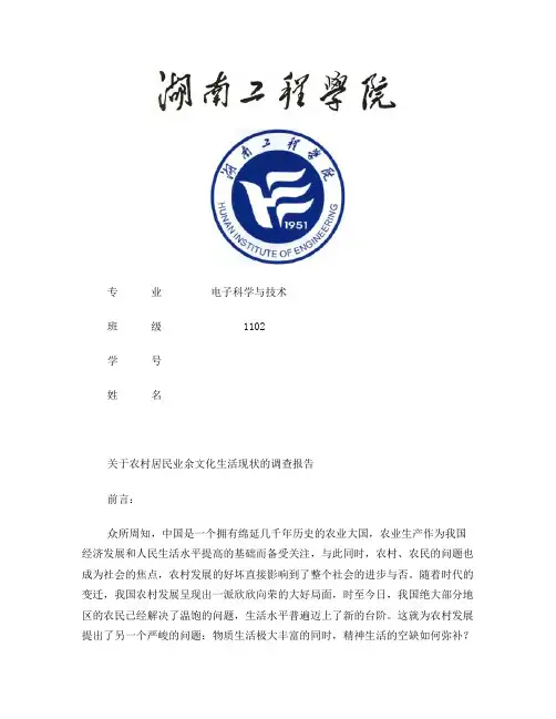 关于农村居民业余文化生活现状调查报告