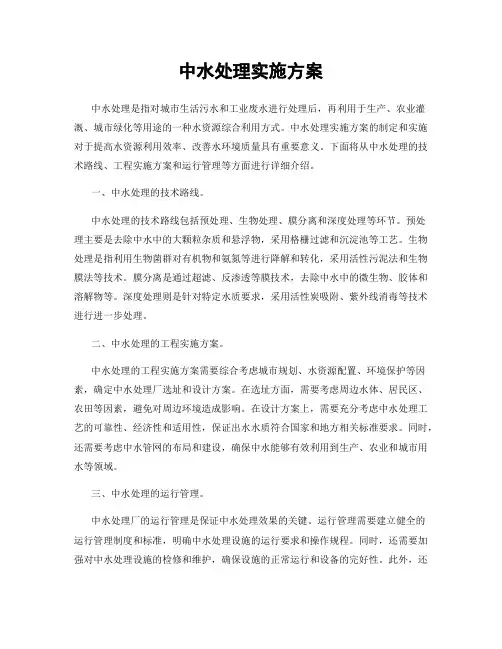 中水处理实施方案