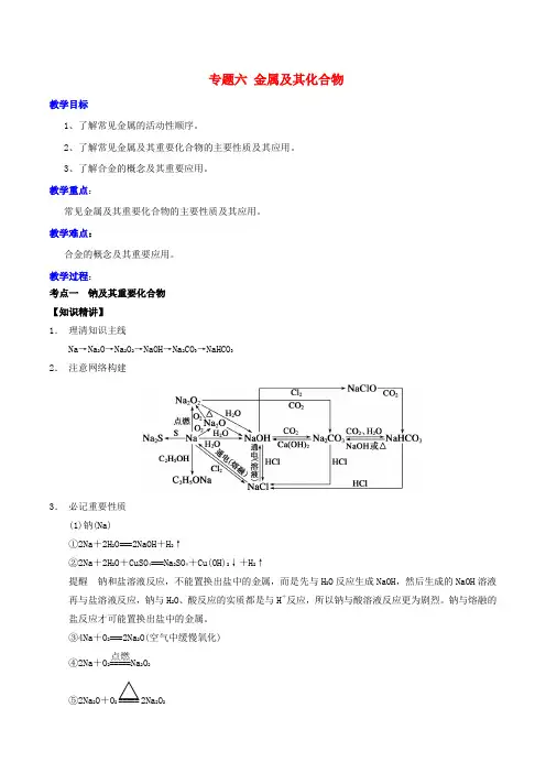 2017届高考化学二轮复习专题06金属及其化合物教案鲁科版