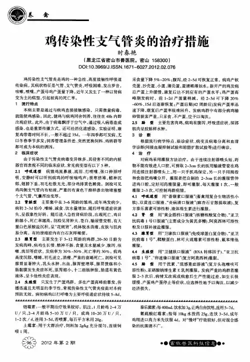 鸡传染性支气管炎的治疗措施