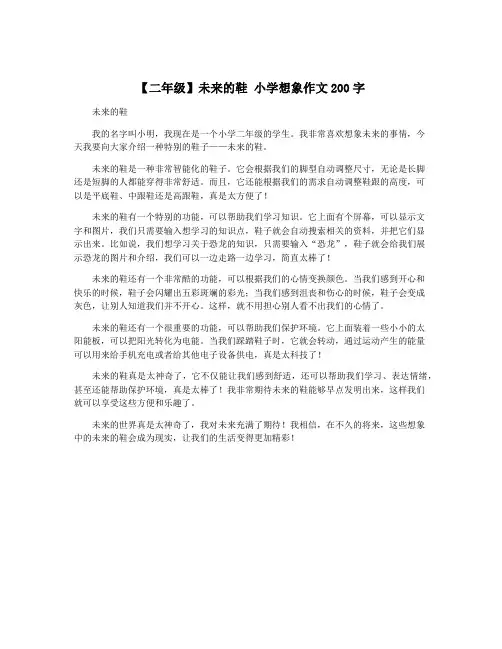 【二年级】未来的鞋 小学想象作文200字