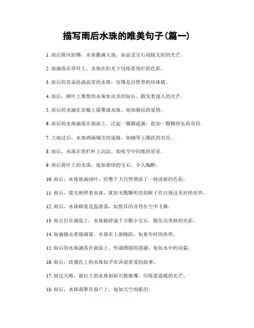 描写雨后水珠的唯美句子(精选两篇)