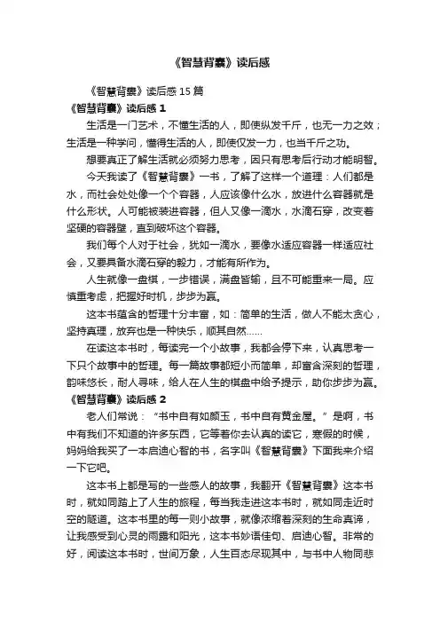 《智慧背囊》读后感